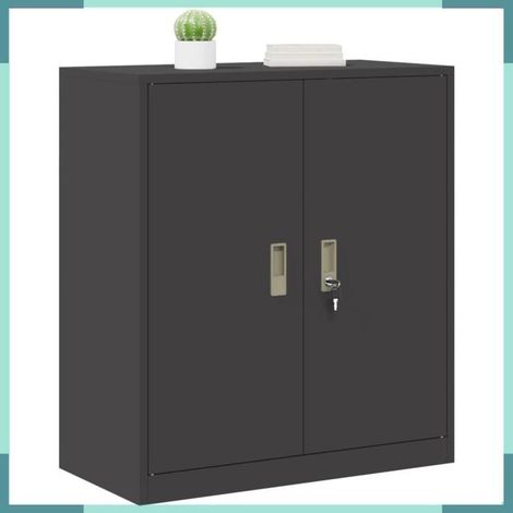 891682 Armoire de rangement Noir 80 x 40 x 90 cm Acier (1/5)
