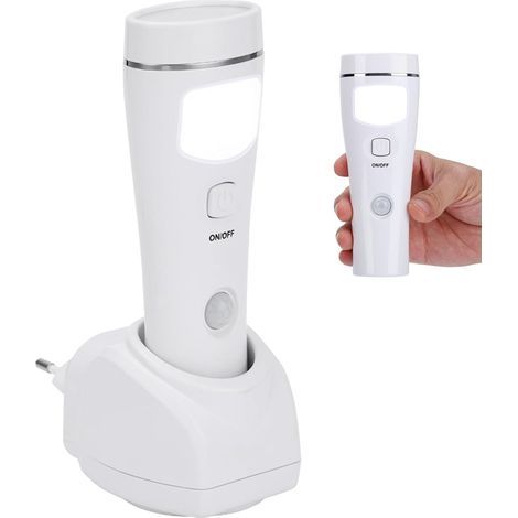 Lampe Torche Détecteur de Mouvement Interieur, Lampe de Poche Murale Rechargeable, Lampe Prise Rechargeable Secteur pour pannes de courant, urgences, intérieur et extérieur (1/5)