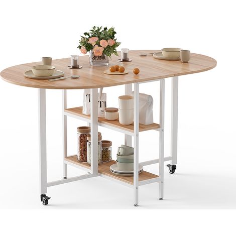 Mondeer – Table pliante 140 x 80 cm – Rangement pliable pour petits espaces – Structure métallique durable – Panneau E1 imperméable et anti-rayures (1/5)
