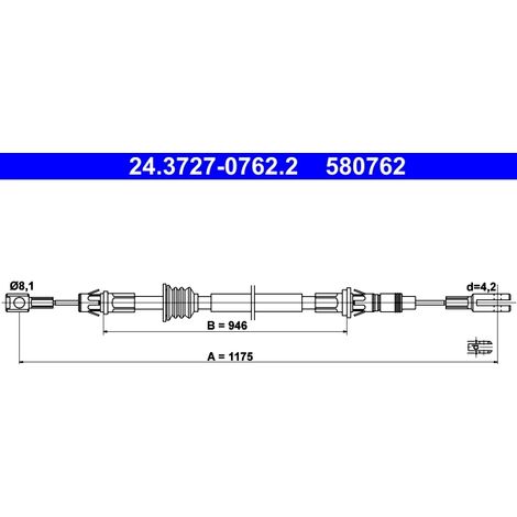 Tirette à câble, frein de stationnement ATE 24.3727-0762.2 NISSAN 36402-00QAA