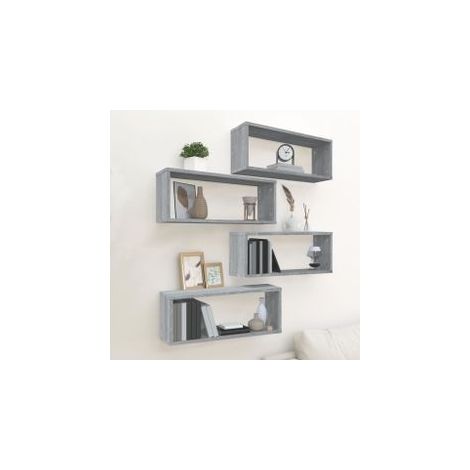 Étagères murales cube 4 pcs Sonoma gris 60x15x23 Bois (1/5)