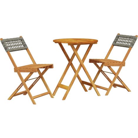Maison Exclusive - 3-tlg. Bistro-Set Grau Poly Rattan und Massivh