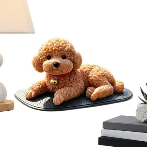Figurines de chien allongé avec tapis antidérapant pour tableau de bord de (1/5)