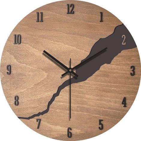 Moderno orologio da parete in legno da 30 cm, con movimento silenzioso e design decorativo con numeri 3D di grande effetto, elegante orologio minimalista per cucina, soggiorno, camera da letto e uffic (1/2)