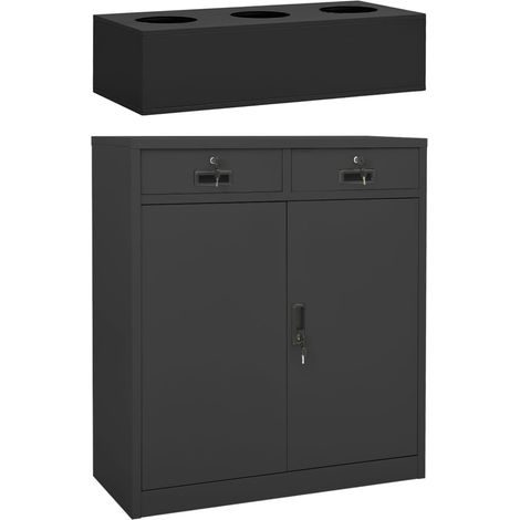 Armadio Ufficio con Fioriera Antracite 90x40x125 cm in Acciaio vidaXL