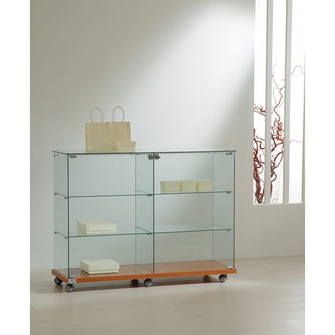 Vetrina Cristalli Temperati LL 117X40Xh90 cm OF1290 Made in Italy Colore Ciliegio (1/5)