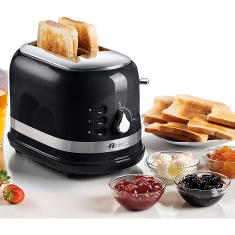 Ariete 0149B Moderna 2 Slice Toaster, Defrost, Heating & Cooking Function, Black