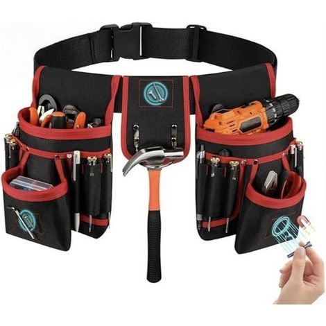 Gürteltasche mit Werkzeuggürtel – 24 x 6 x 15,5 cm – mit 2 Werkzeugfächern, 1 Hammerfach – leicht zugängliche Fächer (1/5)