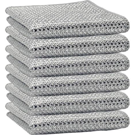 6 pièces Chiffon de Nettoyage en métal, Chiffons à Vaisselle en Fil métallique Double Couche, Chiffons à Vaisselle torchon Multifonctionnel en Fil métallique Anti Rayures, pour la Cuisine (1/5)