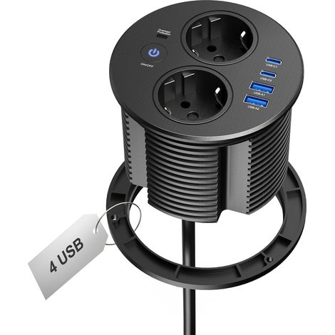 Prise encastrable Plan de Travail avec Interrupteur, USB-C PD 20W, Ø100 mm (1/5)