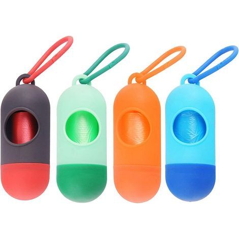 4 rollos de bolsas para excrementos de perro, bolsas de basura para mascotas, dispensador de bolsas de basura, para recoger excrementos y desechos de perros. (1/5)