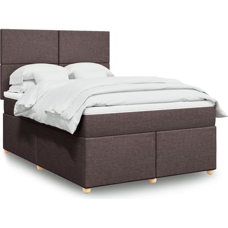 Boxspringbett mit Matratze Dunkelbraun 140x190 cm Stoff