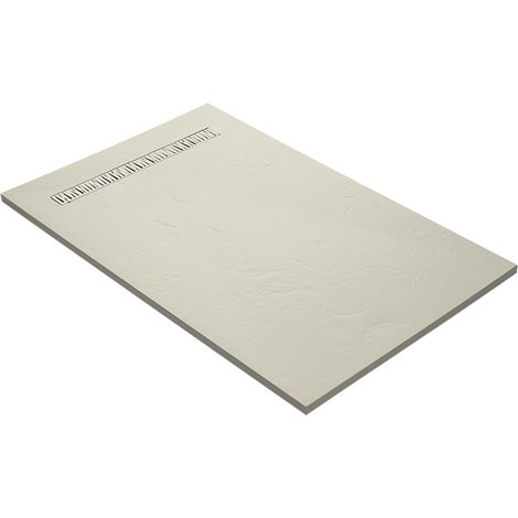 Receveur résine 180 x 90 cm beige effet ardoise - grille caniveau excentrée (1/5)