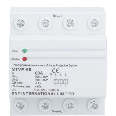 Dispositif de protection de tension triphasé, 4 fils, récupération automatique, protection de reconnexion, AC 400V, 60A (1/5)