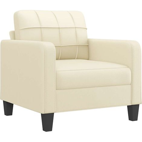 Sillón cuero sintético crema 60 cm vidaXL