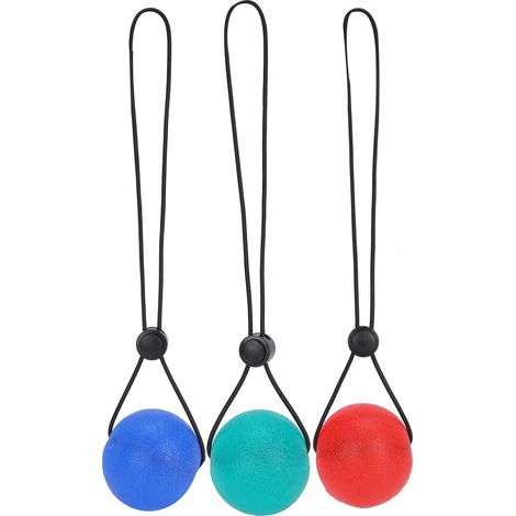 Lot de 3 balles de rééducation en silicone pour mains et poignets - Entraînement de préhension pour personnes âgées - Rouge (25°), Bleu (30°), Vert (35°) (1/5)
