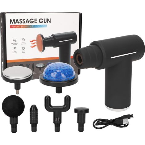 Mini pistolet à fascia pour compresses chaudes et froides, pistolet à impact électrique pour le fitness, relaxant musculaire, masseur, petit masseur vibrant, noir. (1/5)