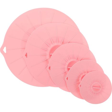 Set de 5 couvercles en silicone à ventouse, compatibles micro-ondes, pour conservation alimentaire (1/5)