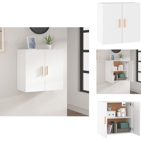 Armoire murale Blanc 60x30x60 cm Bois d'ingénierie - Armoire Murale - Meuble Mural - Rangement Mural - Bibliothèque Murale - Étagère Murale (1/5)