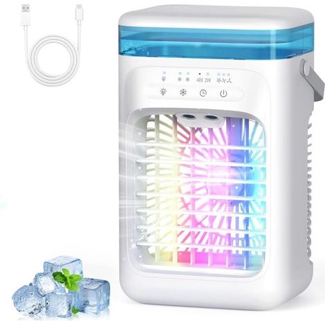 Ventilador portátil 4 en 1 con nebulizador, enfriador de aire de 1000 ml con 3 velocidades, luz nocturna de 7 colores y temporizador de 2 a 4 horas para dormitorio, oficina y sala de estar - KZQ (1/5)