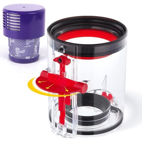 Petit bac à poussière compatible avec Fluffy V10 pour Dyson V10 Motorhead aspirateur - Pièces de rechange - Numéro de pièce 969509-02 - Avec filtre HEPA (1/5)