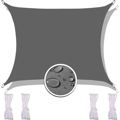 1 Voile d'ombrage, Imperméable Tissu Oxford, Protection UV 95%, Corde de Fixation, pour Jardin Terrasse Patio