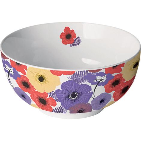 Bol blanc en porcelaine coquelicots multicolores (1/2)