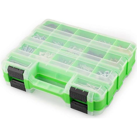 Organisateur de petites pièces, organisateur de pièces double face à 34 compartiments, boîte à outils double face avec organiseur de vis pour écrous et boulons (1/5)