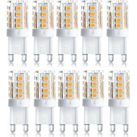 Lot de 10 Projecteur LED, lumière décorative LED, ampoule LED G9, 5 W blanc chaud, ampoules LED à économie d\'énergie, ampoule halogène de rechange, AC 230 V non dimmable (1/5)