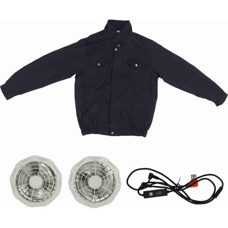 Ortviai Veste Réfrigérée USB avec Ventilateurs Intégrés – Polyester, 5 V / 2 A, 6000 tr/min, Bleu Marine, Taille XL (1/5)