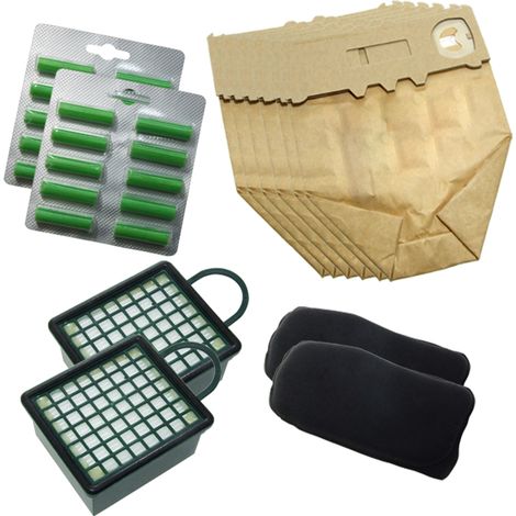 Kit Ricambi 12 Sacchetti 20 Profumini 2 Microfiltri Hepa 2 Filtri Odo Compatibili Folletto VK130 VK131