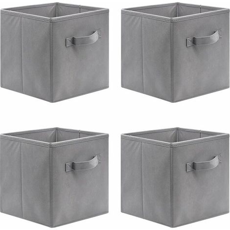 Lot de 4 cubes de rangement pliants,31 x31x31cm Boîtes de Rangement Ouvertes en Textile Non Tissé, Tiroir en Tissu, pour jouets Vêtements (1/5)