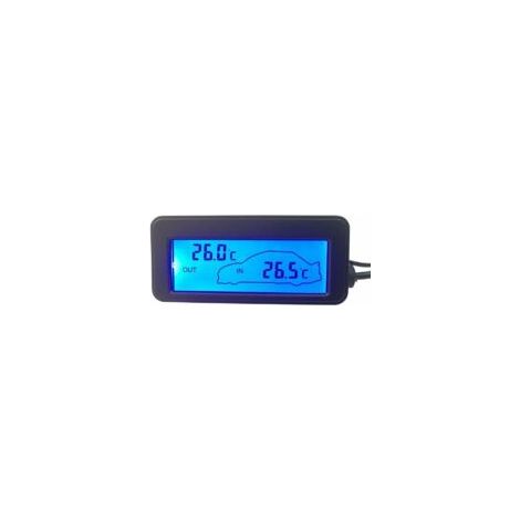 Termometro digitale per auto 12V – Display LCD – Misurazione interna ed esterna – Lettura facile in gradi Celsius – Crezuo