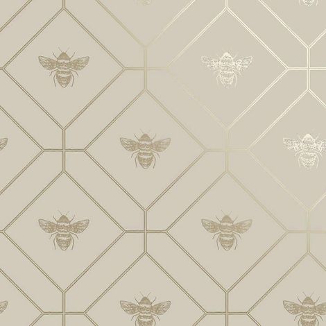 Papier peint abeille nid d'abeille HoldenCOULEUR : Taupe (1/4)