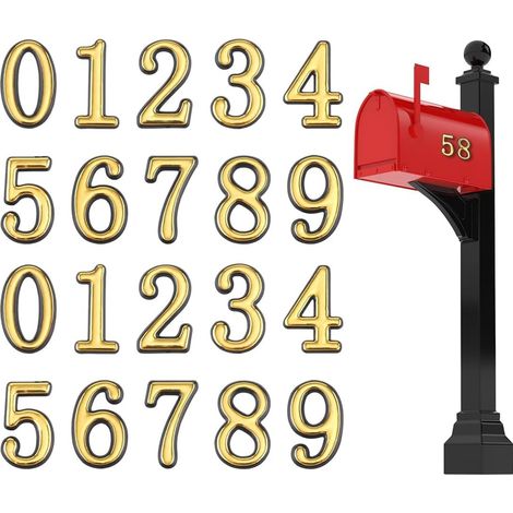 20 pièces Numero de Maison Exterieur, Numero Boite aux Lettres, 0-9 Numéros Boîte aux Lettres Dorés, Autocollants de Numéros d'Adresse de Porte Auto-Adhésifs pour Appartement Maison (1/5)