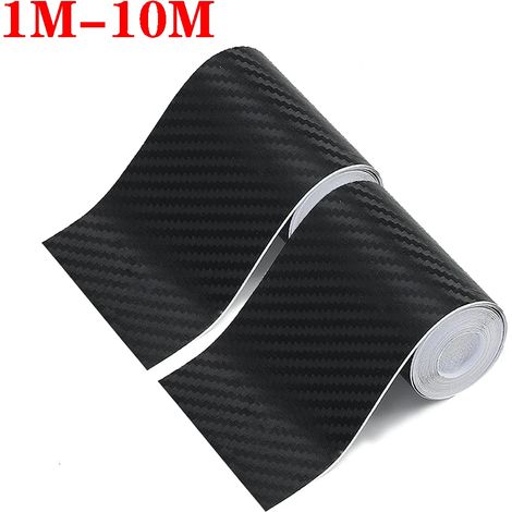 Protection de seuil de porte de voiture (largeur 10 cm) - Film adhésif noir imperméable en fibre de carbone 3D anti-collision et anti-rayures (1/3)