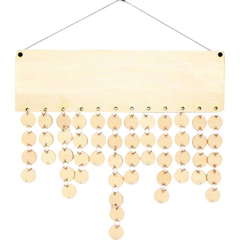 Calendrier Murale En Bois - Pour Anniversaires Et Anniversaires - Avec Disques Personnalisables Et Anneaux Métalliques - Kit DIY - 1 Pièce (1/5)