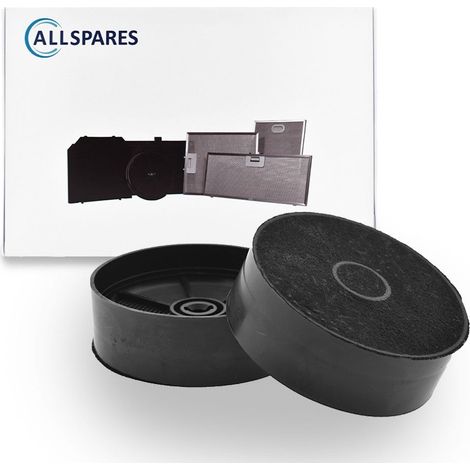 Filtro a carbone AllSpares (2 pz.) per cappe aspiranti adatte, tra le altre, a AEG-Electrolux 9029865749 / ECFB03ST/ ATAG ACC938 / Pelgrim KF34 / ETNA REC55 e Faber 112.0506.172 / F21 (Ø125mm)
