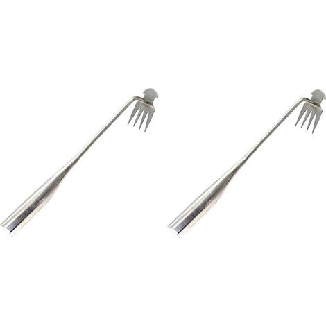 Outil de désherbage manuel double à 4 dents, argenté (1/5)
