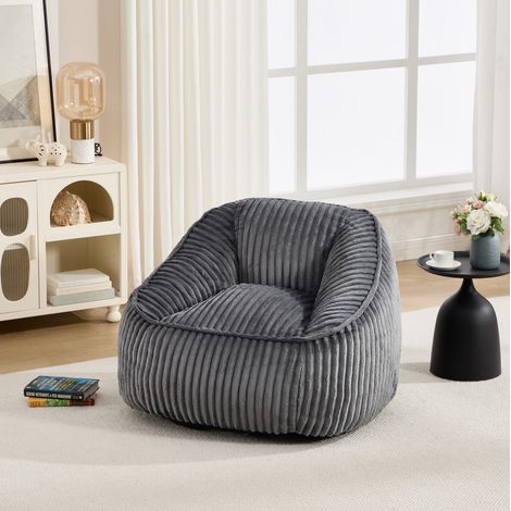 Poltrona a sacco 46x43x29 cm in ciniglia grigio scuro, memory foam – MEUBLIV (1/5)