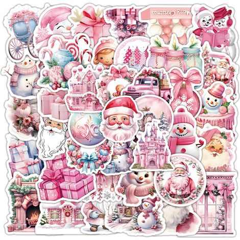 52 Pièces Autocollant Noel Scrapbooking, Rose Stickers Noel, Merry Christmas Autocollant Scrapbooking pour Album DIY Bullet Journaling Scrapbook Artisanat Décoration (1/5)