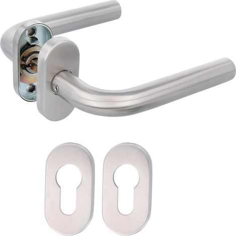 Amig - 9954 Jeu de Poignées Modèle 4 “O” avec Plaque Ovale - 136 x Ø19 mm - Acier Inoxydable 18/8 - Argent - Rosace en Acier Nickelé 65 x 31 mm (1/5)