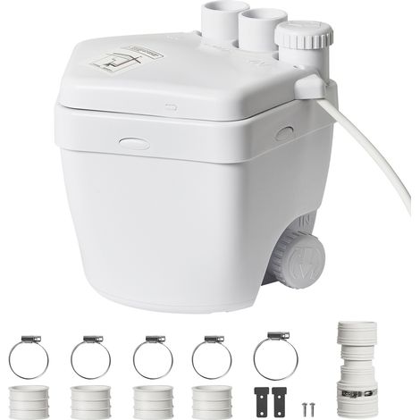 Mophorn Bomba de Fregadero 250 W Sistema de Bomba de Desagüe para Debajo del Fregadero Caudal 6600L/h 5,5m con Motor de Alambre de Cobre Bomba de Desagüe para Lavadero con 3 Salidas 8 cm, Blanco (1/5)