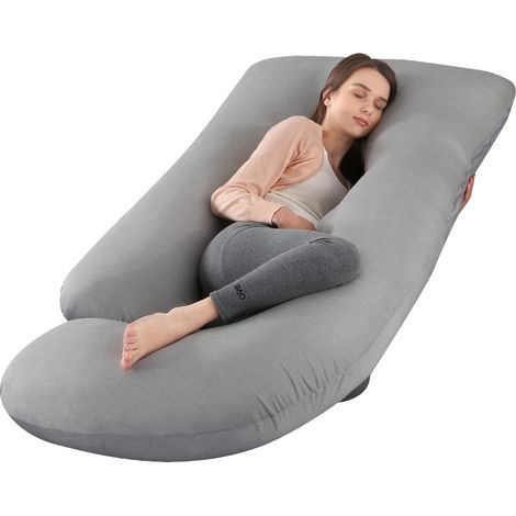 Oreillers de grossesse pour dormir, oreiller de maternité complet avec housse rafraîchissante, soutien pour le dos, les hanches, les jambes, le ventre pour femmes enceintes (1/5)