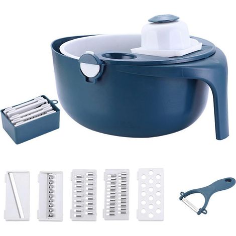 Hachoir de cuisine manuel acier inoxydable 5 lames pour légumes (1/4)