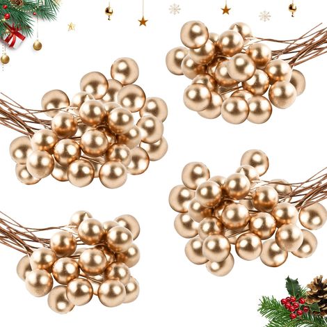 100 Pièces Baie Rouge Deco Noel, Fausse Baie de Noel, Mini Baies de Houx, Houx Artificiel, Idéal pour Les Couronnes de Noël Et Les Décorations de Sapin De Noël DIY/C (1/5)