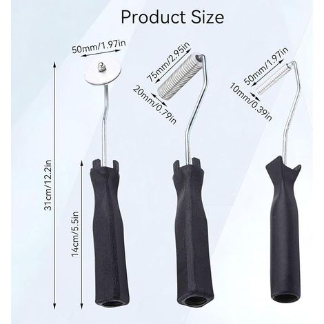 Lot de 3 rouleaux en fibre de verre, outils rouleaux en fibre de verre rouleau debulleur resine outil de palettes à bulles en fibre de verre