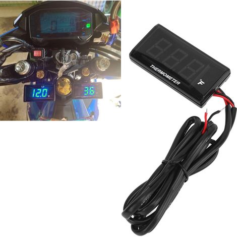 Modification pour moto : manomètre de température d'eau LCD ultra-mince universel DC12V + raccord en T vert de 22 mm (1/5)
