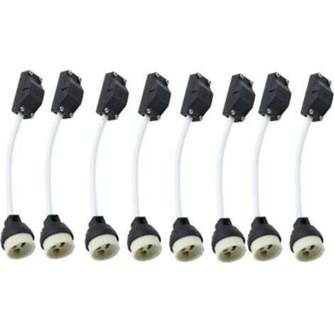 Lot de 10 douilles en céramique GU10 avec connecteur de câble 2 A 250 V GU10 douille adaptateur de base avec câble isolé pour lampe LED GU10 CFLS ampoule halogène encastré Downlight (1/4)