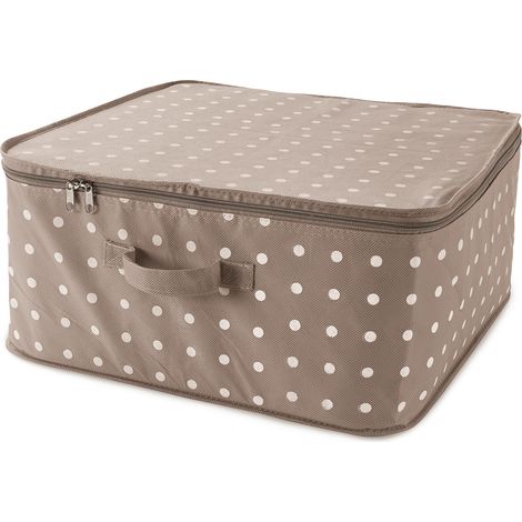 Compactor RAN4540B Rivoli Custodia Porta Coperte con Cerniera, Chiusura Lampo, Antipolvere, Polipropilene, Marrone/Bianco, 46 x 46 x H. 20.5 cm (1/5)